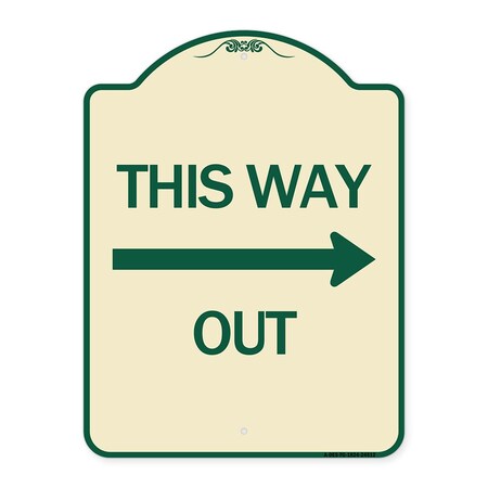 Signmission This Way Out Right Arrow Heavy-Gauge Aluminum Architectural Sign, 24" x 18", TG-1824-24512 A-DES-TG-1824-24512